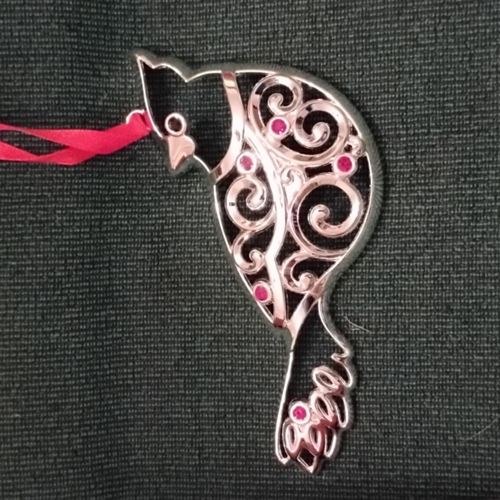 Lenox Silver Plated Cardinal Ornament with Red Crystal Accents NEW - Picture 3 of 9